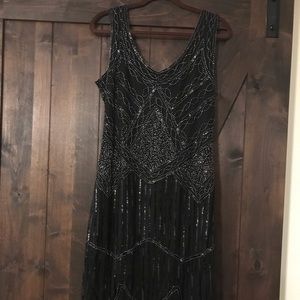 Silver Sequined 1920s Style Dress
